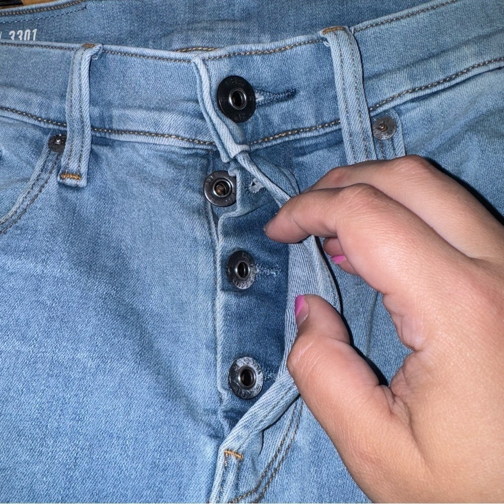 G STAR Raw 3301 Slim Light Blue Button Fly Jeans Skater Pants Size 29 X 30 - Picture 3 of 14